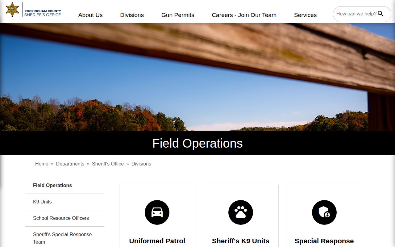 Rockingham County Field Operations page with Wentworth Patrol information