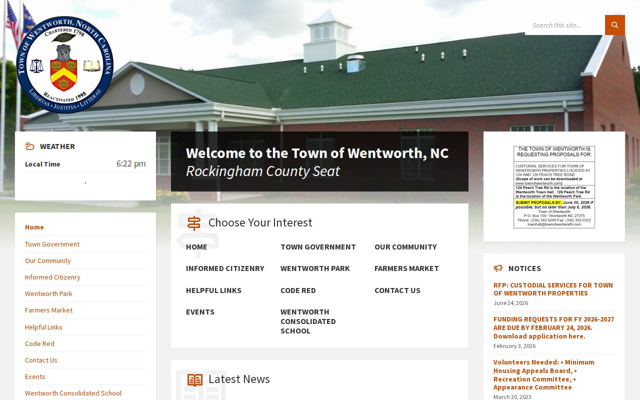 Town of Wentworth official website source capture